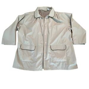 Haband Utility Jacket Coat Beige Tan 3/4 Sleeve‎ 2 Pockets Cotton Blend Size 2XR